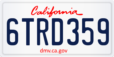 CA license plate 6TRD359