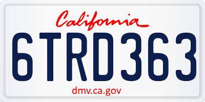 CA license plate 6TRD363