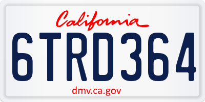 CA license plate 6TRD364