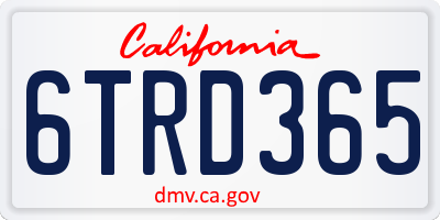 CA license plate 6TRD365
