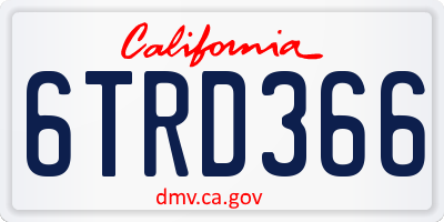 CA license plate 6TRD366