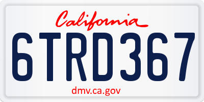 CA license plate 6TRD367