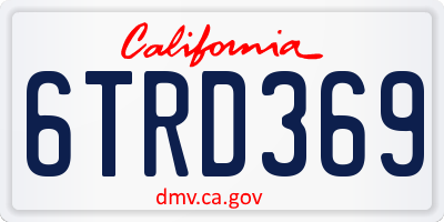 CA license plate 6TRD369