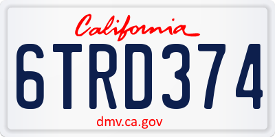 CA license plate 6TRD374