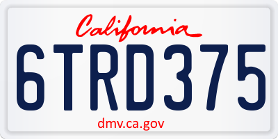 CA license plate 6TRD375