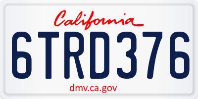 CA license plate 6TRD376