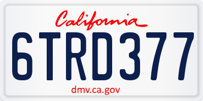 CA license plate 6TRD377