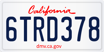 CA license plate 6TRD378