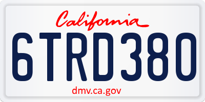 CA license plate 6TRD380