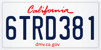 CA license plate 6TRD381