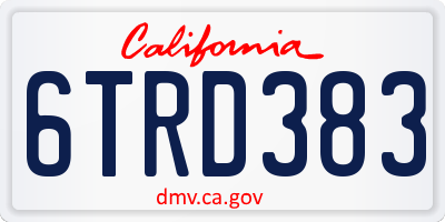 CA license plate 6TRD383