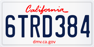 CA license plate 6TRD384