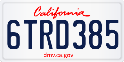CA license plate 6TRD385