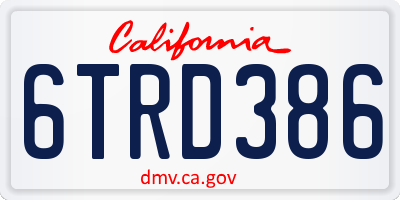 CA license plate 6TRD386