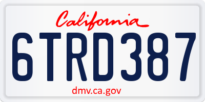 CA license plate 6TRD387