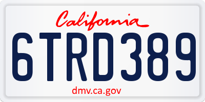 CA license plate 6TRD389