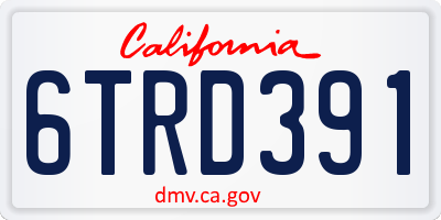 CA license plate 6TRD391