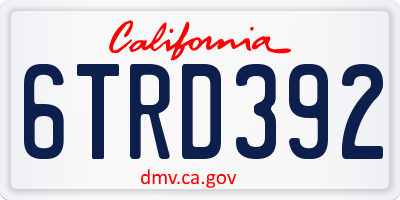 CA license plate 6TRD392