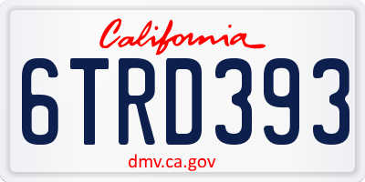 CA license plate 6TRD393