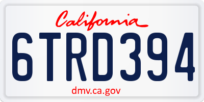 CA license plate 6TRD394