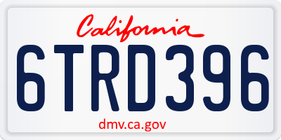 CA license plate 6TRD396