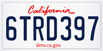 CA license plate 6TRD397