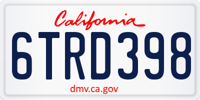 CA license plate 6TRD398