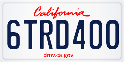 CA license plate 6TRD400