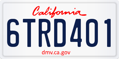 CA license plate 6TRD401