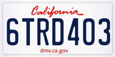 CA license plate 6TRD403