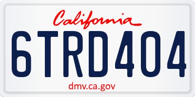 CA license plate 6TRD404