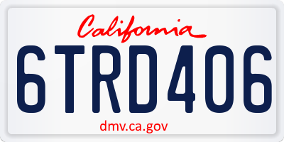 CA license plate 6TRD406