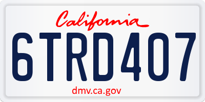 CA license plate 6TRD407