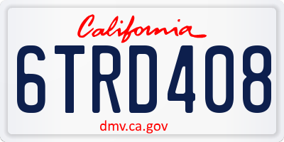 CA license plate 6TRD408