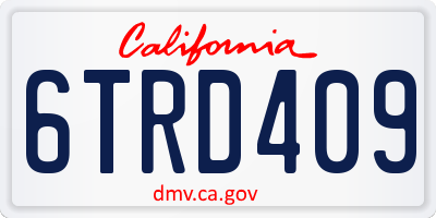 CA license plate 6TRD409