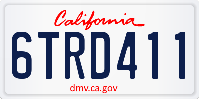 CA license plate 6TRD411