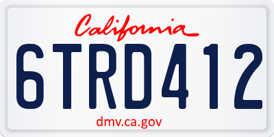 CA license plate 6TRD412