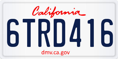 CA license plate 6TRD416