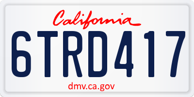 CA license plate 6TRD417