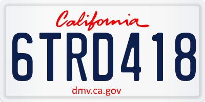 CA license plate 6TRD418