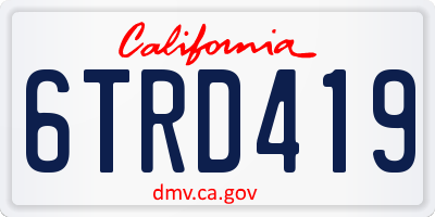CA license plate 6TRD419