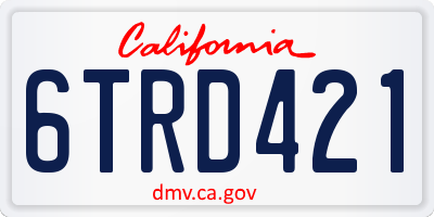 CA license plate 6TRD421