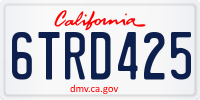 CA license plate 6TRD425