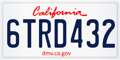 CA license plate 6TRD432