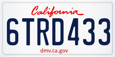 CA license plate 6TRD433