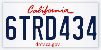 CA license plate 6TRD434