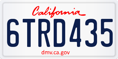 CA license plate 6TRD435