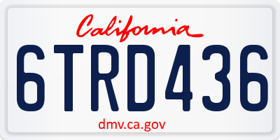 CA license plate 6TRD436