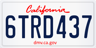 CA license plate 6TRD437