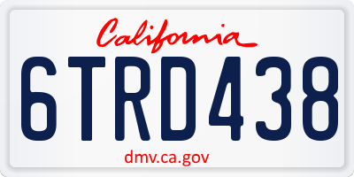 CA license plate 6TRD438